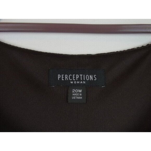 Perceptions Women's Dress Plus Size 20W Brown & White Sleeveless Midi Dress - Picture 5 of 8